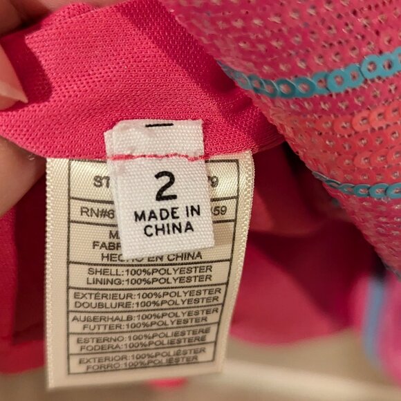 Astley Barbie pink striped sequin mini-dress-Size 2 - Picture 4 of 5